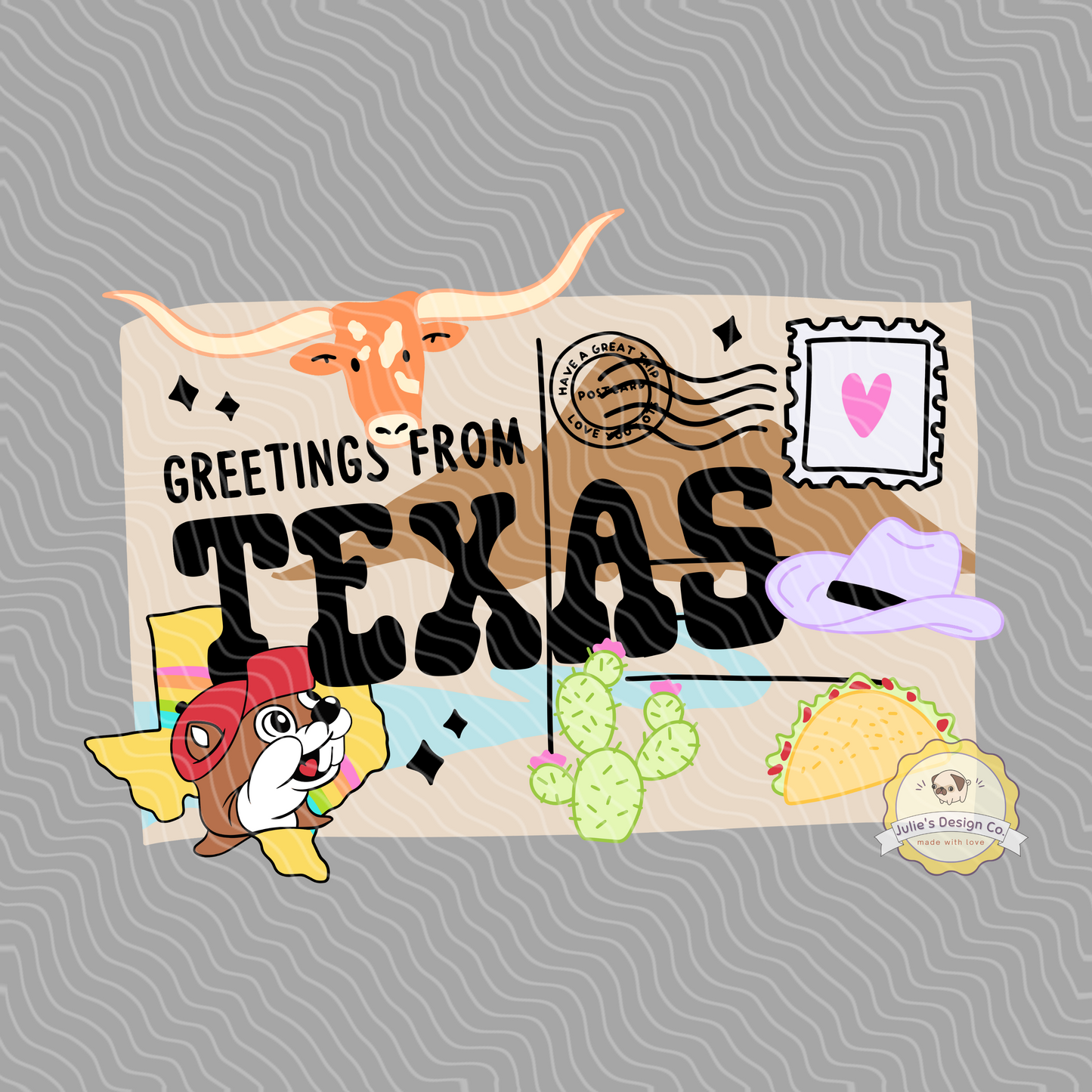 Texas Postcard - Individual DTF Transfer