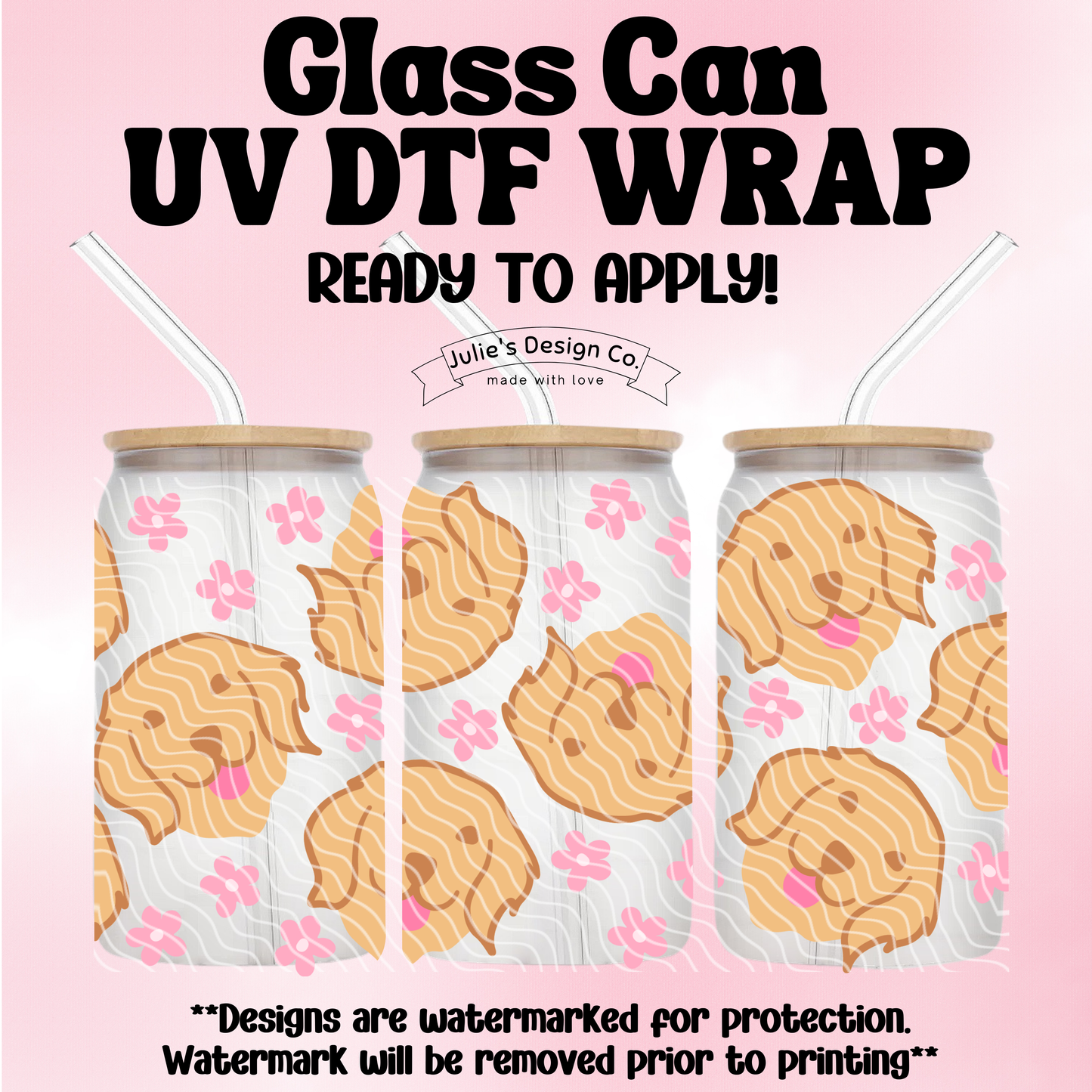 Kawaii Golden Retreiver - UV DTF Wrap