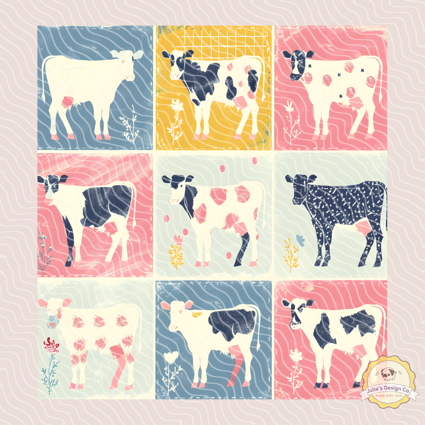Cow Quilt - Individual DTF Transfer