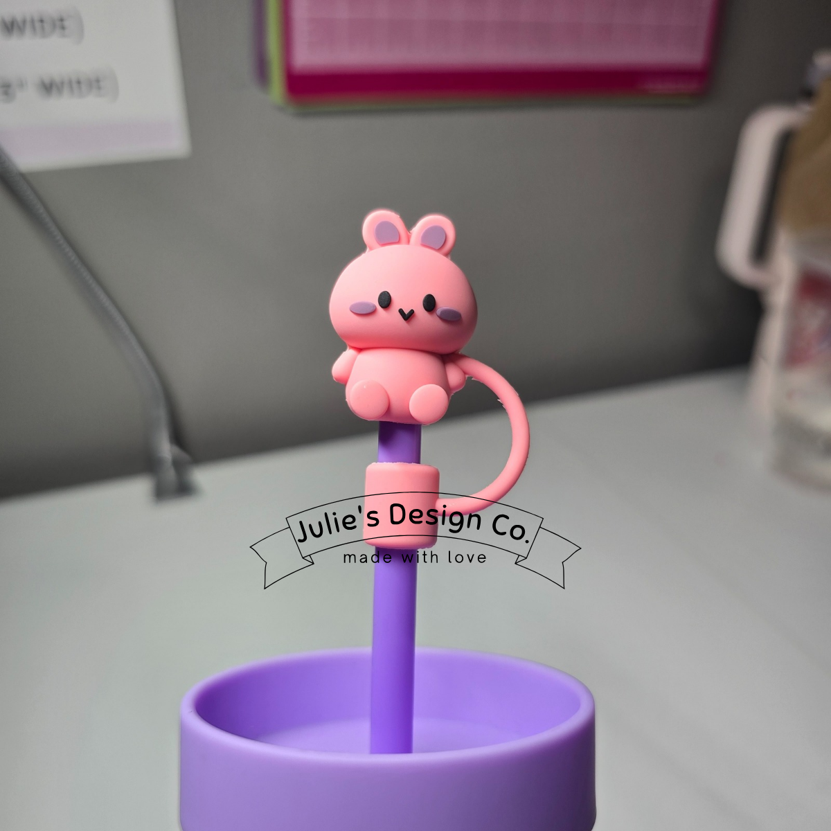 Pink Bunny Straw Topper