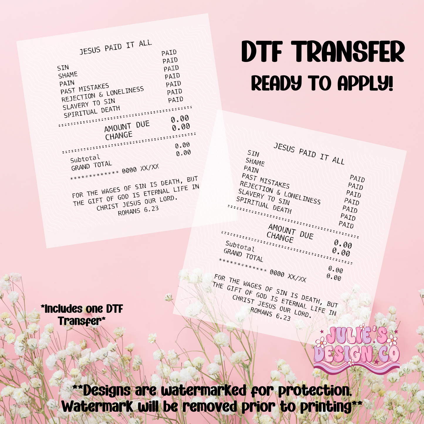 He paid it all - Individual DTF Transfer