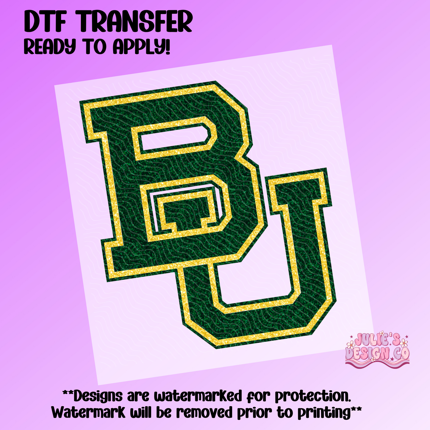 Baylor Faux Glitter - Individual DTF Transfer