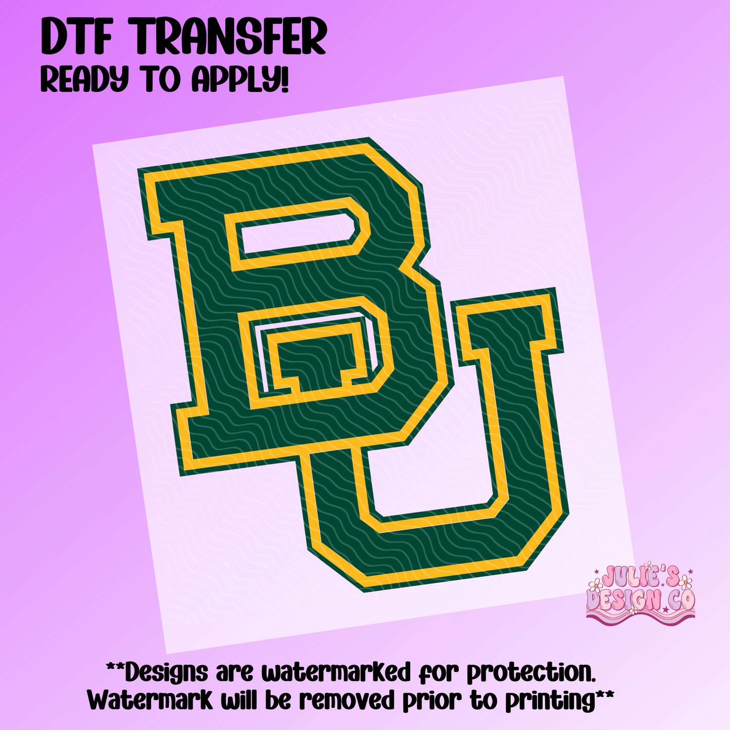 Baylor Solid - Individual DTF Transfer