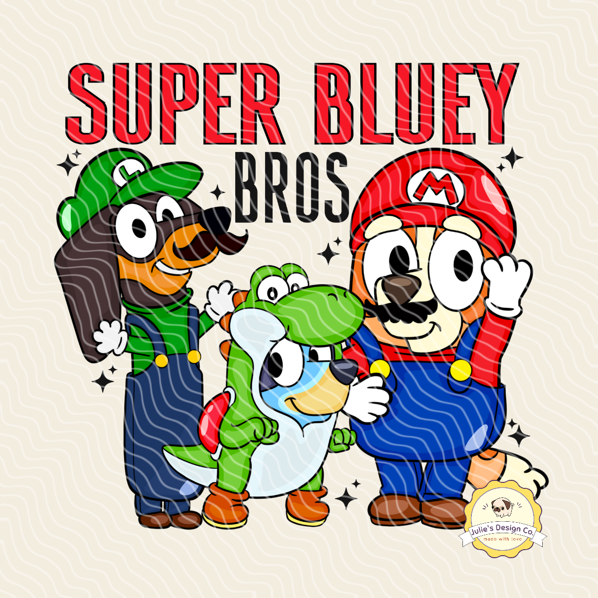 Super Mario Bluey - Individual DTF Transfer