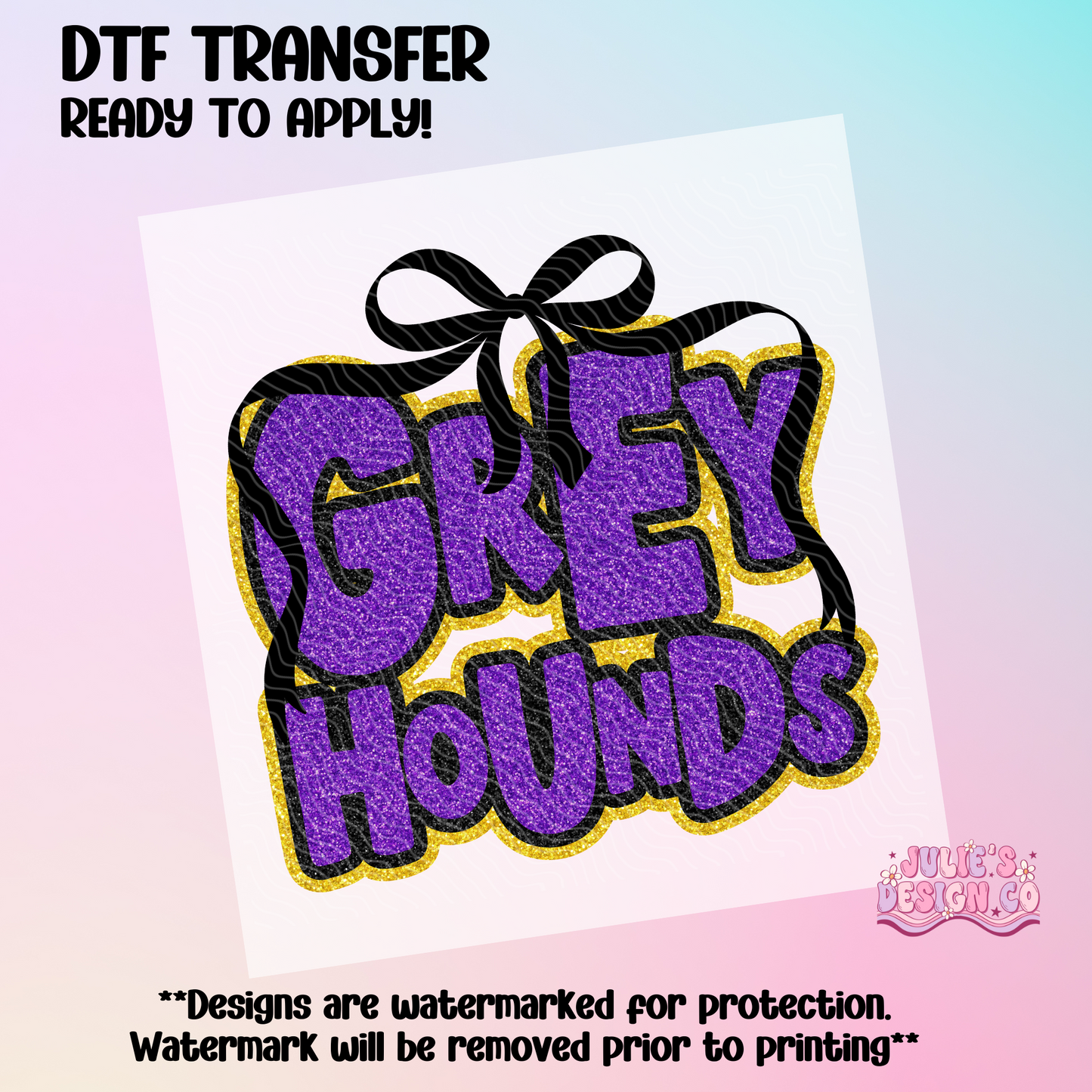 Greyhounds Faux Glitter - Individual DTF Transfer