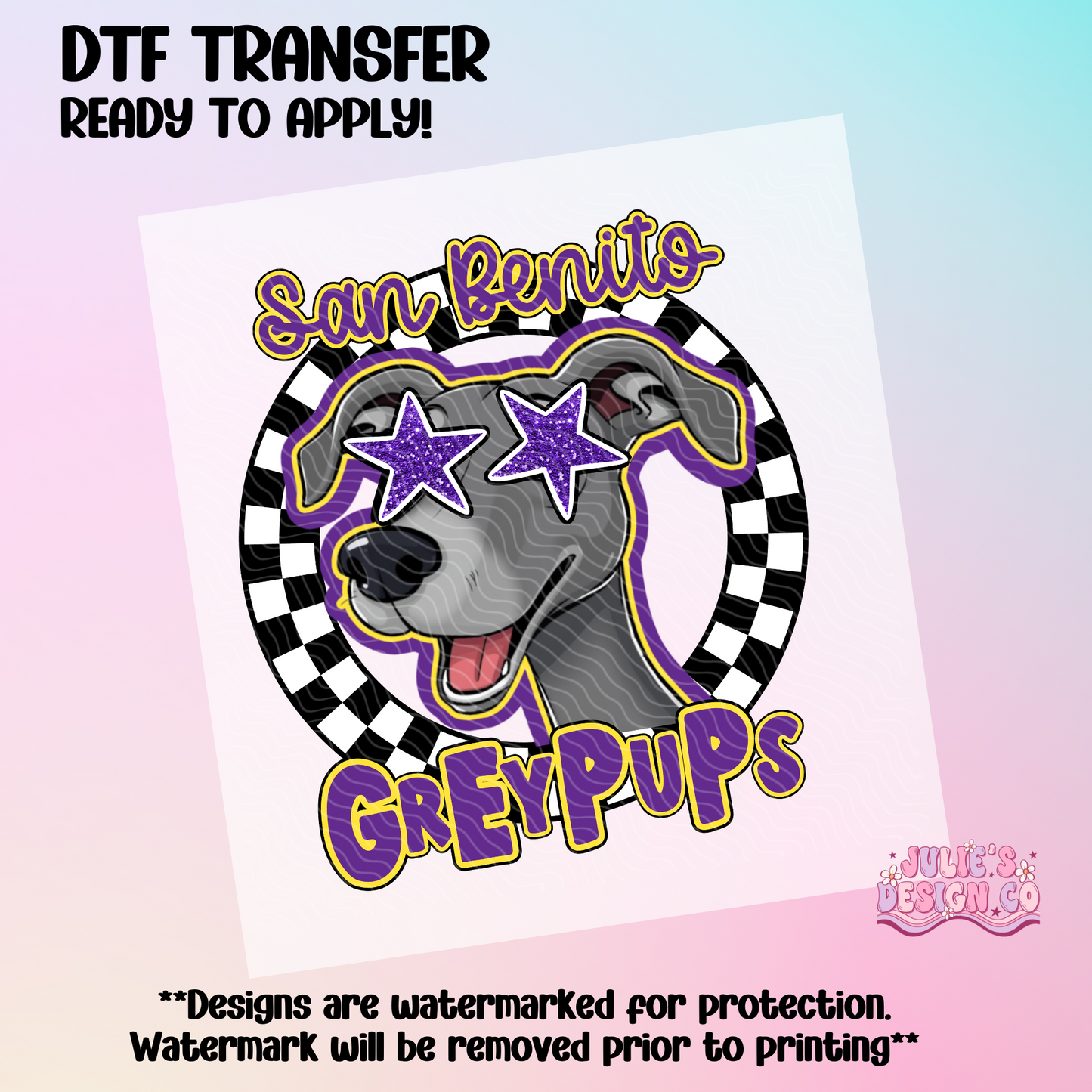 Greypups Checkers 1 - Individual DTF Transfer