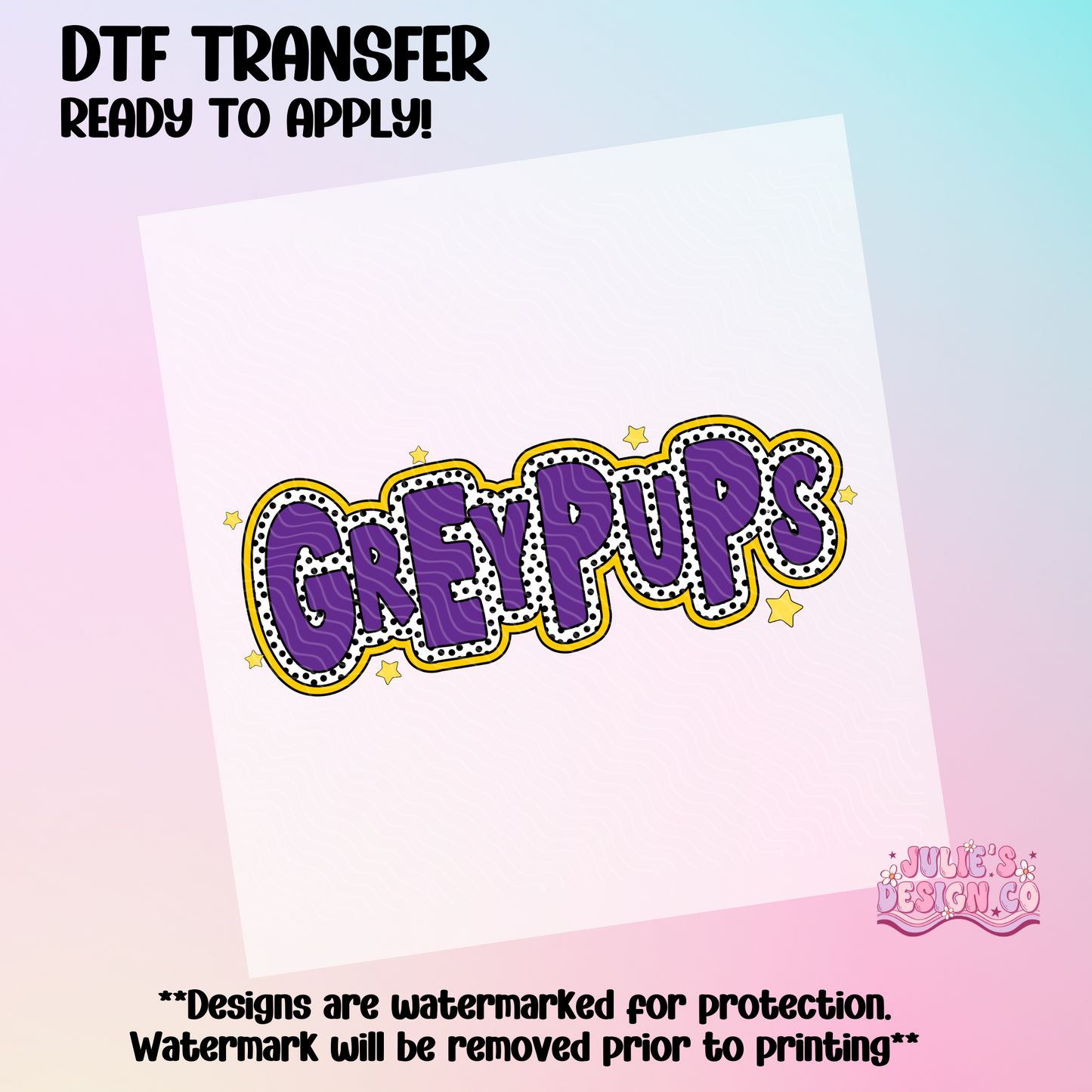Greypups Dotted - Individual DTF Transfer