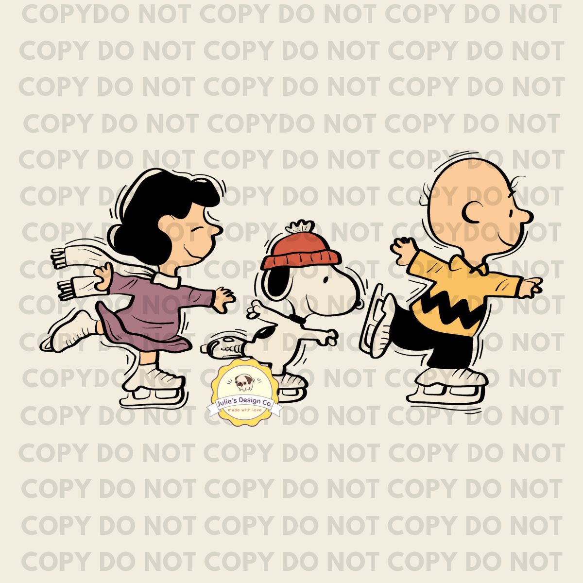 Charlie Brown Ice Skating - Individual DTF Transfer