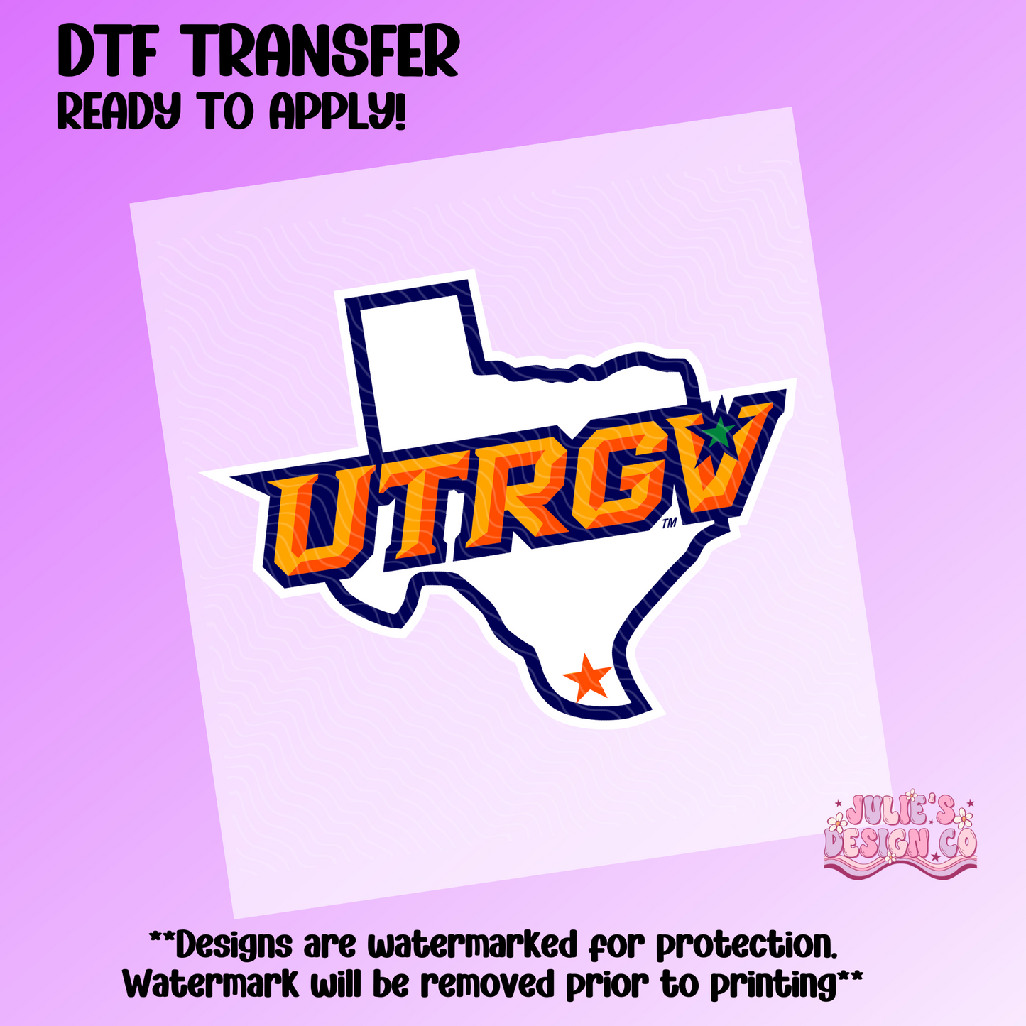 UTRGV 1 - Individual DTF Transfer