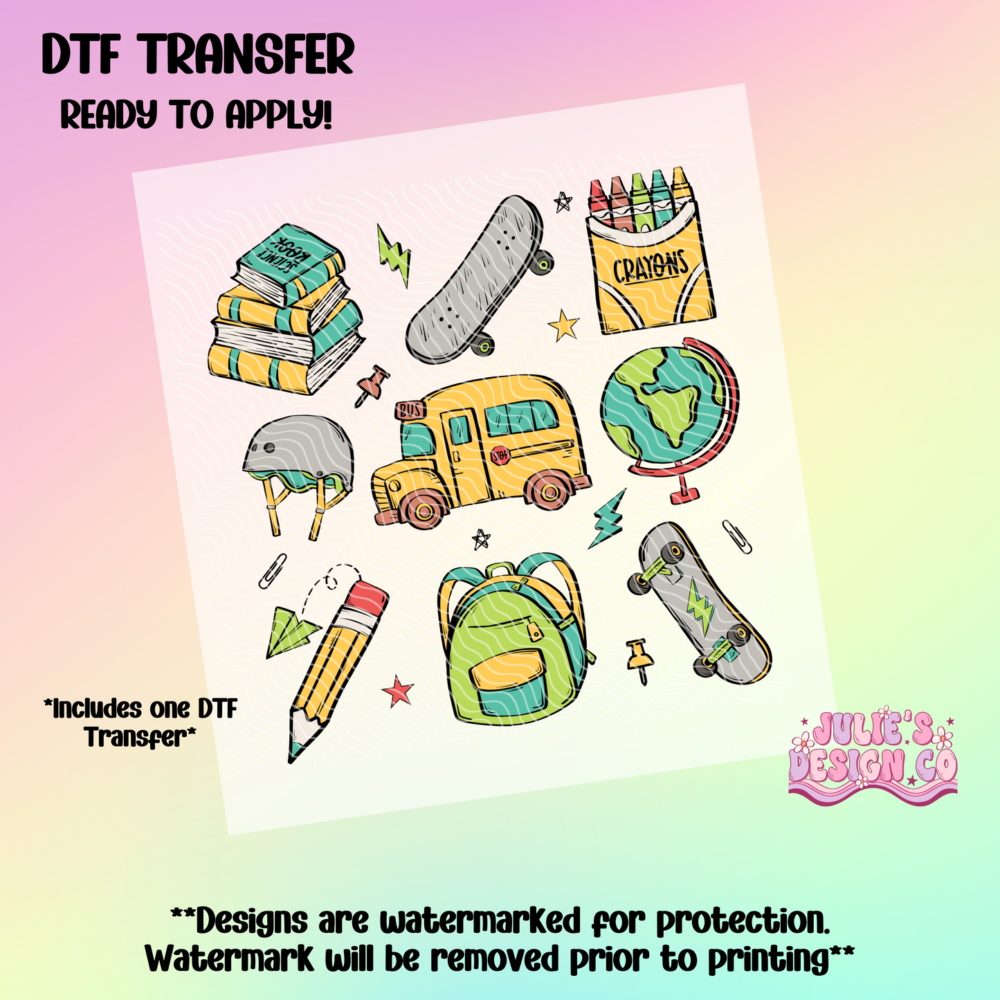 School bus boys - Individual DTF Transfer