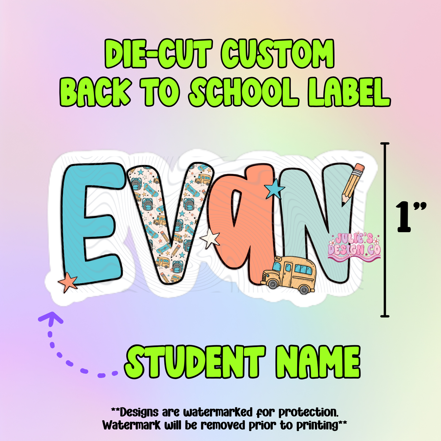 Back To School Die-Cut Label - Boy