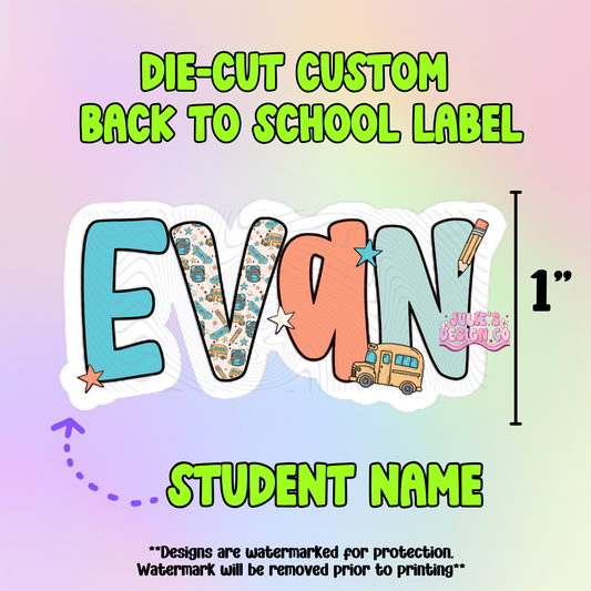 Back To School Die-Cut Label - Boy