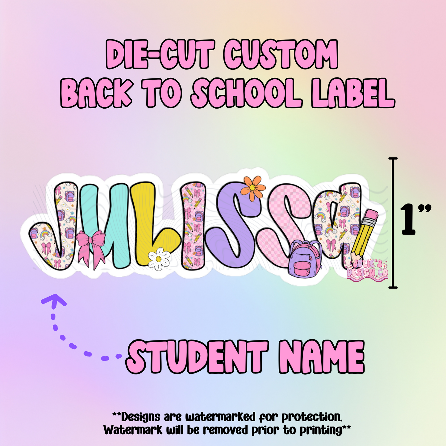 Back To School Die-Cut Label - Girl