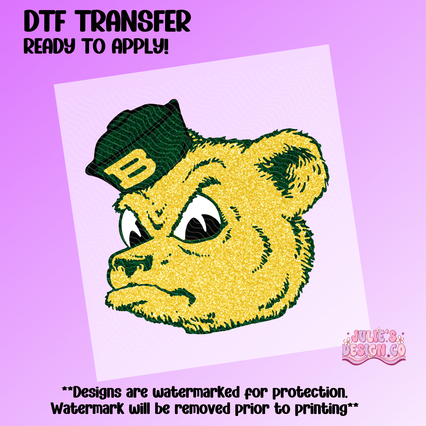 Baylor Bear 1 Faux Glitter - Individual DTF Transfer