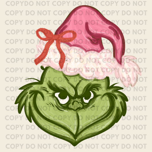 Grinch Bow Vintage - Individual DTF Transfer