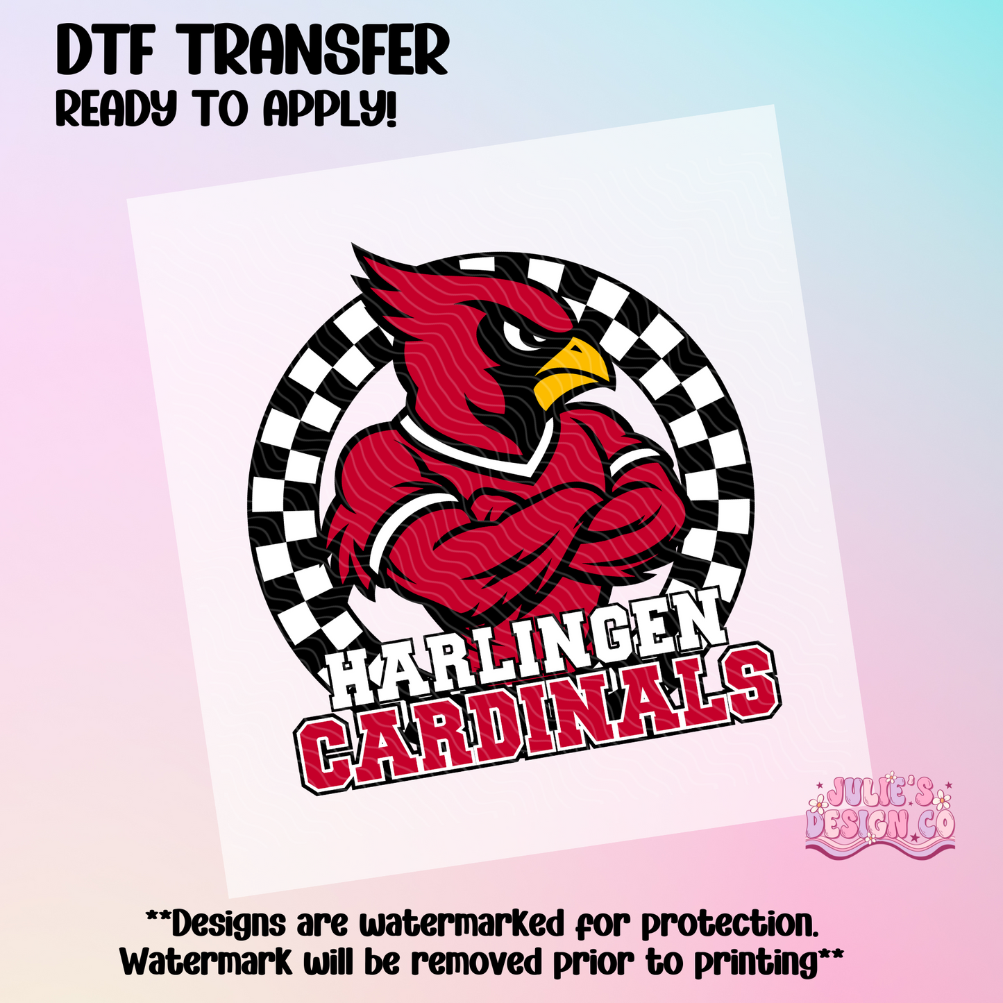Cardinals Checkers 1 - Individual DTF Transfer