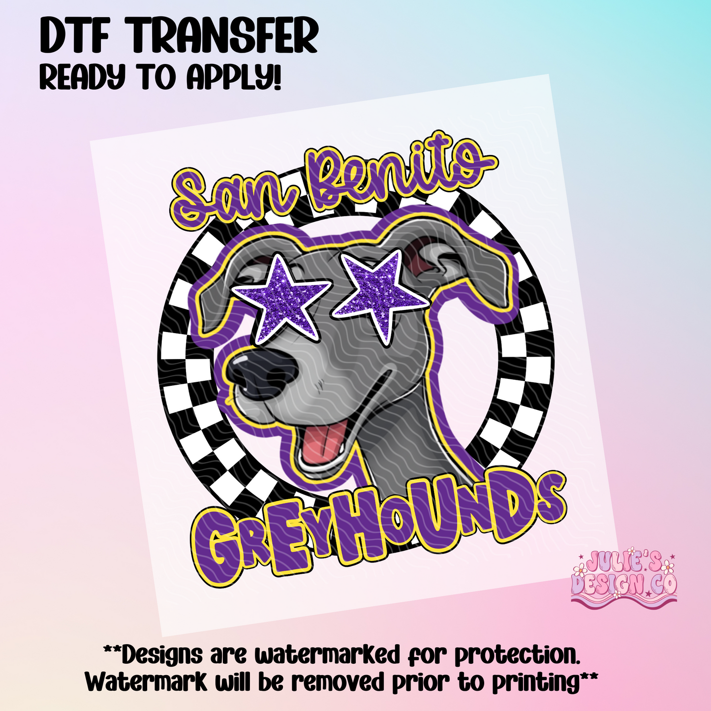 Greyhounds Checkers 1 - Individual DTF Transfer