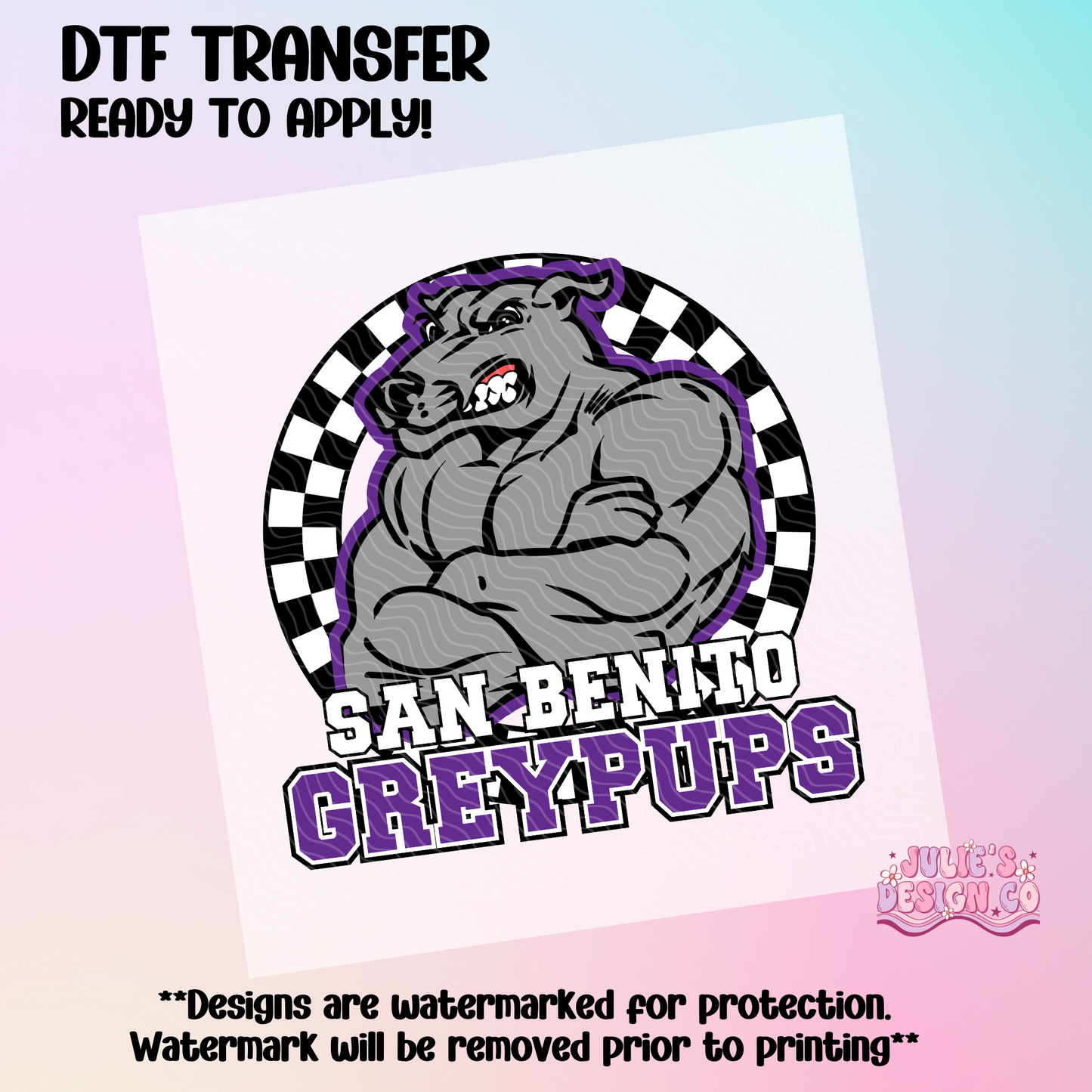 Greypups Checkers 2 - Individual DTF Transfer