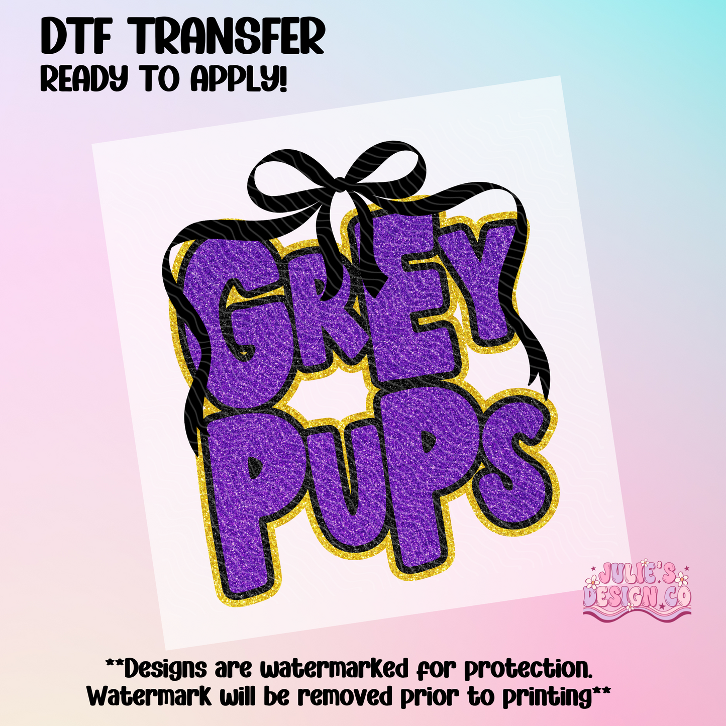 Greypups Faux Glitter - Individual DTF Transfer