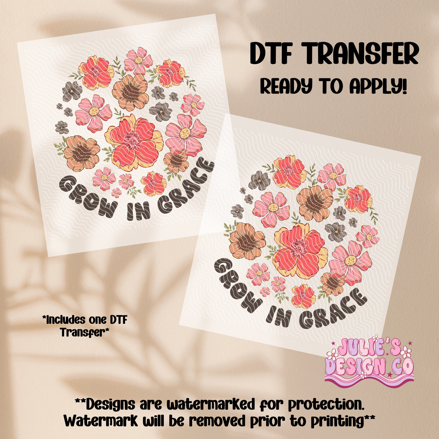 Grow in Grace - Individual DTF Transfer