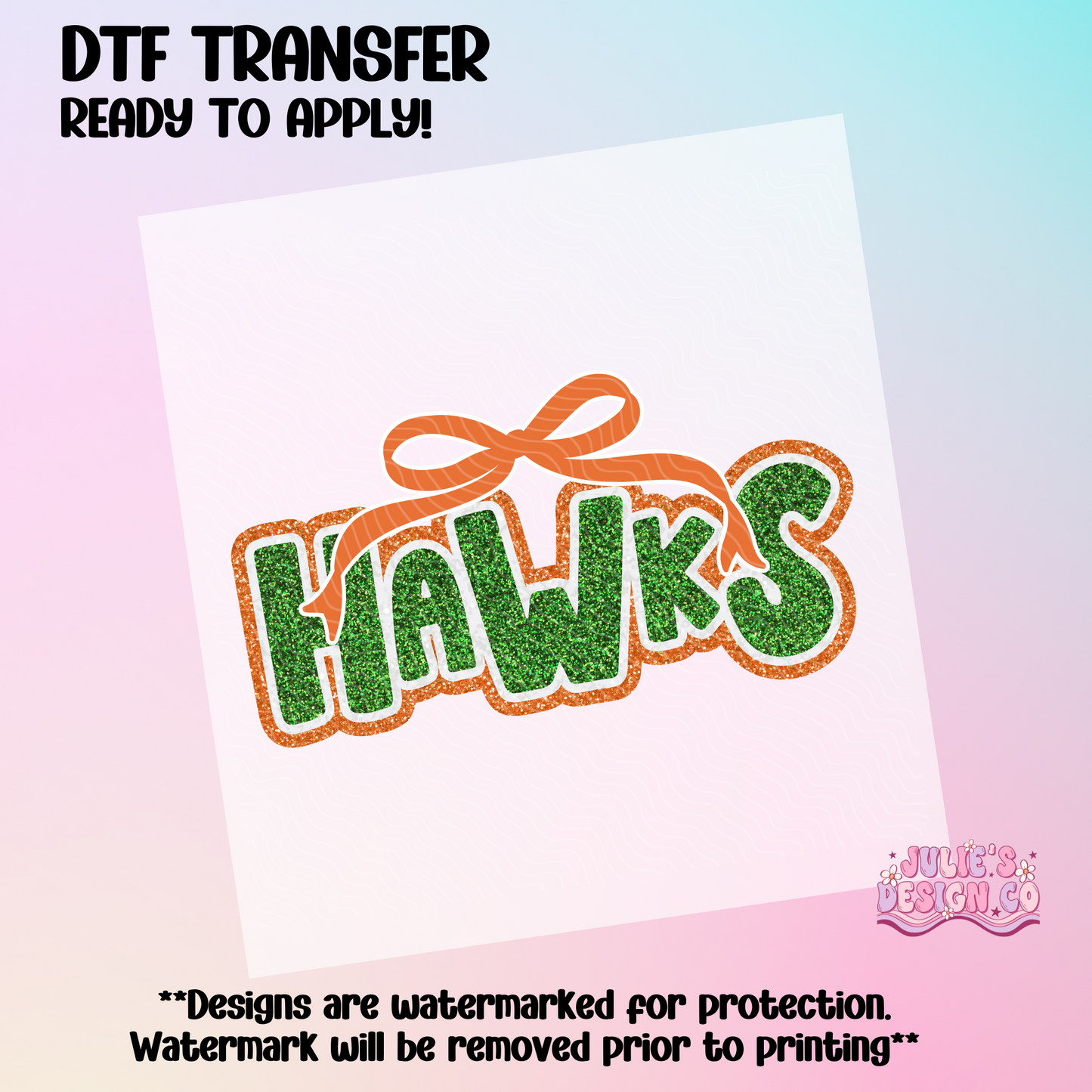 Hawks Faux Glitter - Individual DTF Transfer