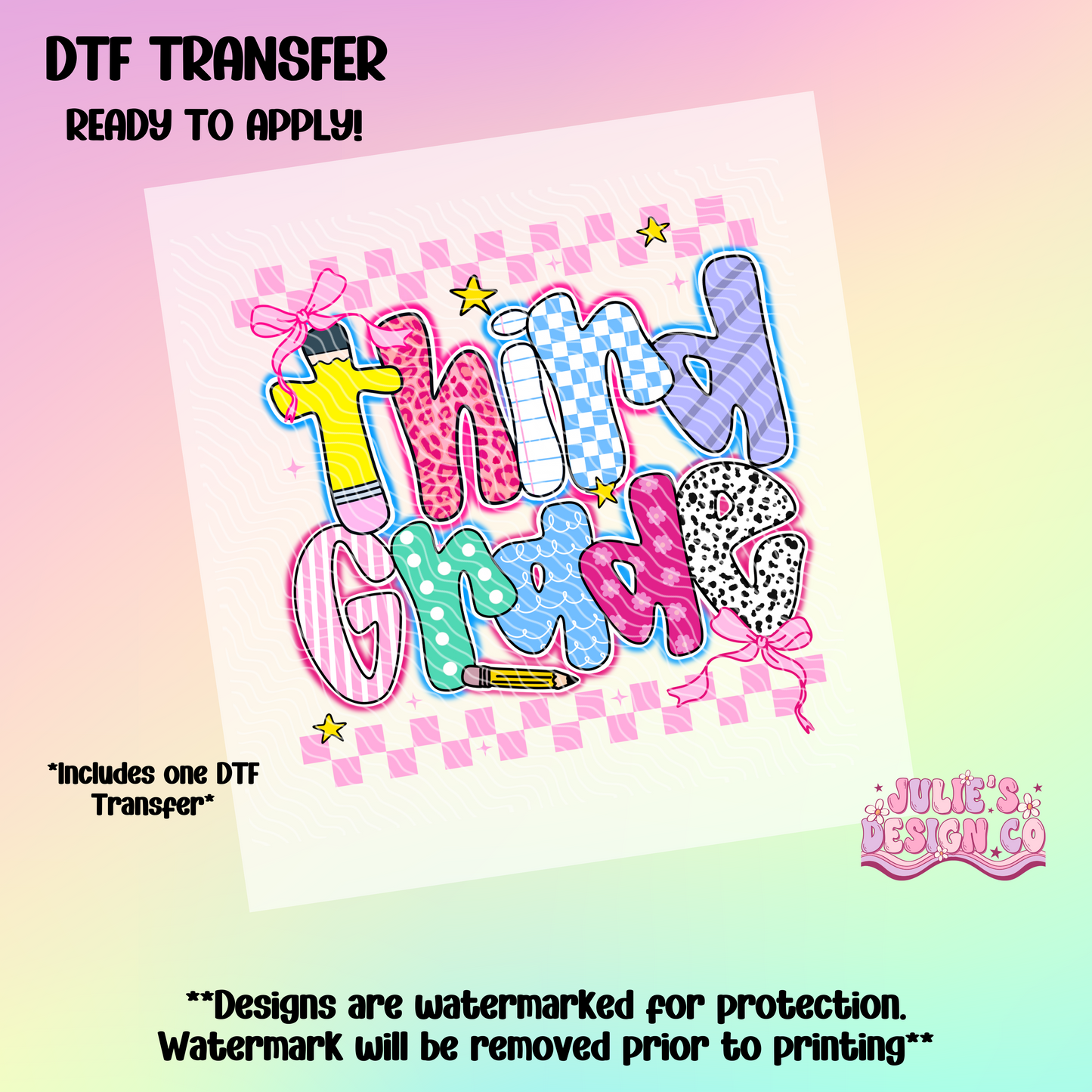 Third Grade - Individual DTF Transfer
